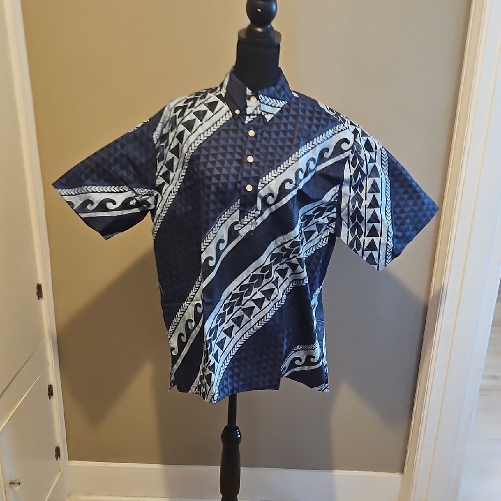 Navy Blue Hawaiin Men's Shirt